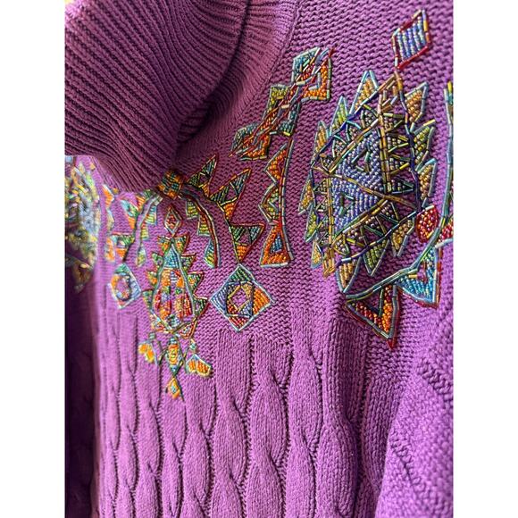 80s I.B‎ Diffusion purple beaded Sweater - Picture 7 of 7